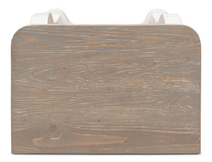 Sarreid Betto Bungalow Nightstand - Elegant White Base With Moonskin Top - Stylish Pine Wood Storage Solution White  53291