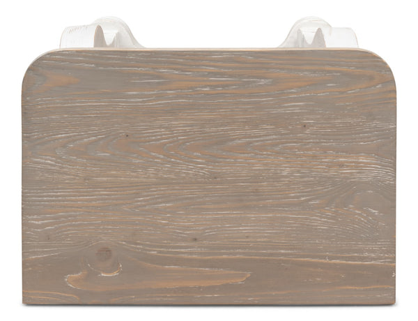 Sarreid Betto Bungalow Nightstand - Elegant White Base With Moonskin Top - Stylish Pine Wood Storage Solution White  53291