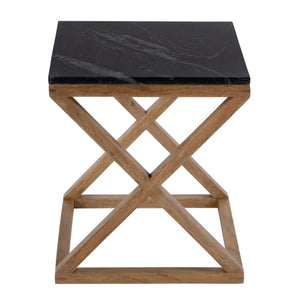 Butler Specialty Braylon Stylish Square Marble & Wood End Table With Sturdy X Base For Modern Living Room Decor Black Mango Solids,Marble,Mdf 5329414-butler