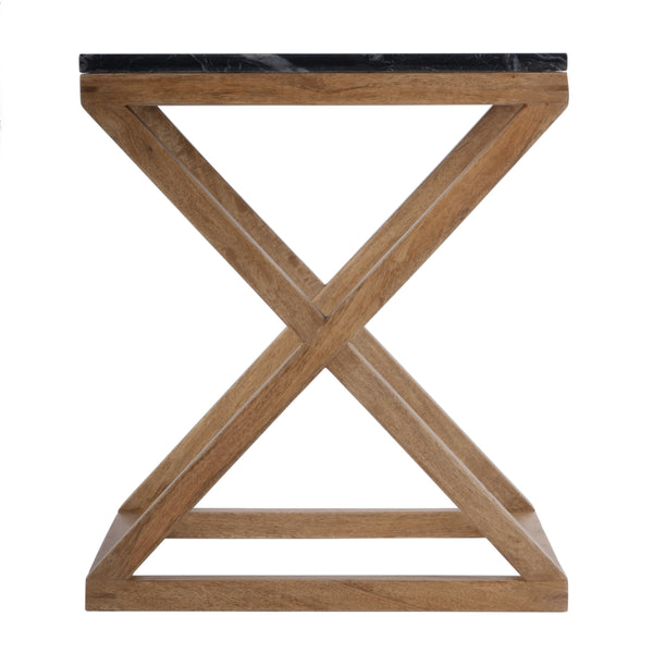 Butler Specialty Braylon Stylish Square Marble & Wood End Table With Sturdy X Base For Modern Living Room Decor Black Mango Solids,Marble,Mdf 5329414-butler