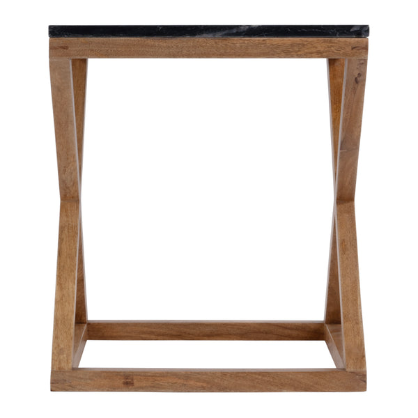 Butler Specialty Braylon Stylish Square Marble & Wood End Table With Sturdy X Base For Modern Living Room Decor Black Mango Solids,Marble,Mdf 5329414-butler
