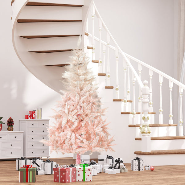 English Elm Homcom 7Ft Unlit Pink Spruce Christmas Tree With 1000 Tips For Custom Holiday Decor & Easy Setup W2225P229760
