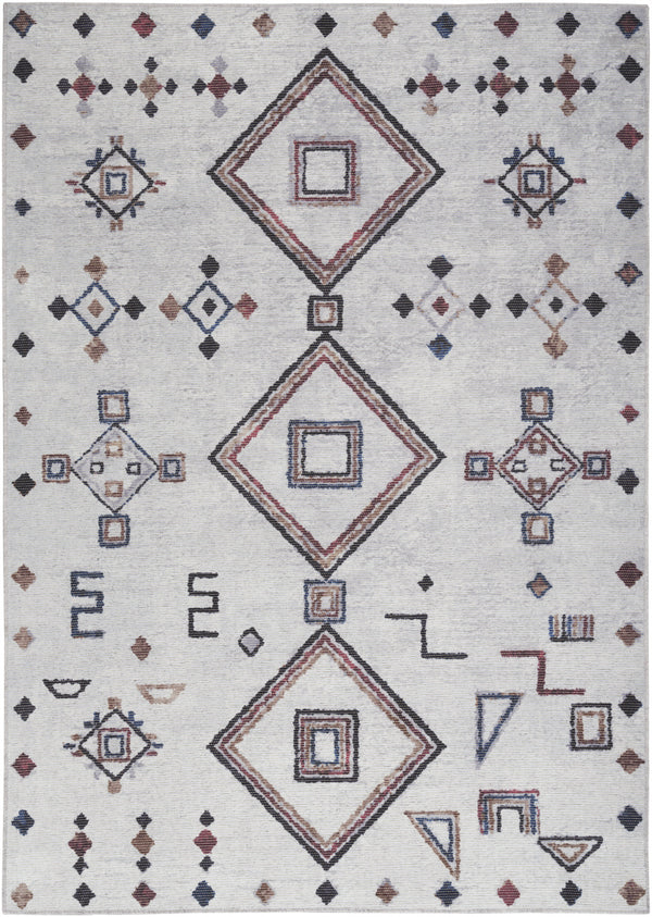 Homeroots 5' X 7' Gray And Brown Geometric Power Loom Washable Area Rug  Cotton Blend 532996