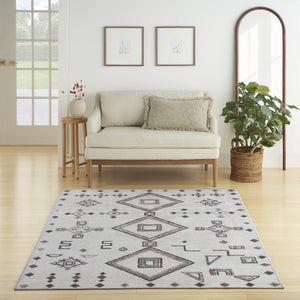 Homeroots 5' X 7' Gray And Brown Geometric Power Loom Washable Area Rug  Cotton Blend 532996