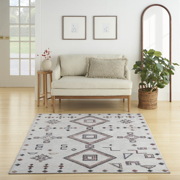 Homeroots 5' X 7' Gray And Brown Geometric Power Loom Washable Area Rug  Cotton Blend 532996