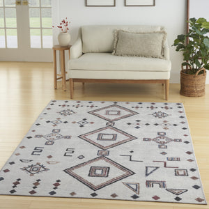 Homeroots 6' X 9' Gray And Brown Geometric Power Loom Washable Area Rug  Cotton Blend 532997