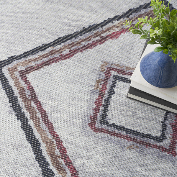 Homeroots 8' X 10' Gray And Brown Geometric Power Loom Washable Area Rug  Cotton Blend 532999