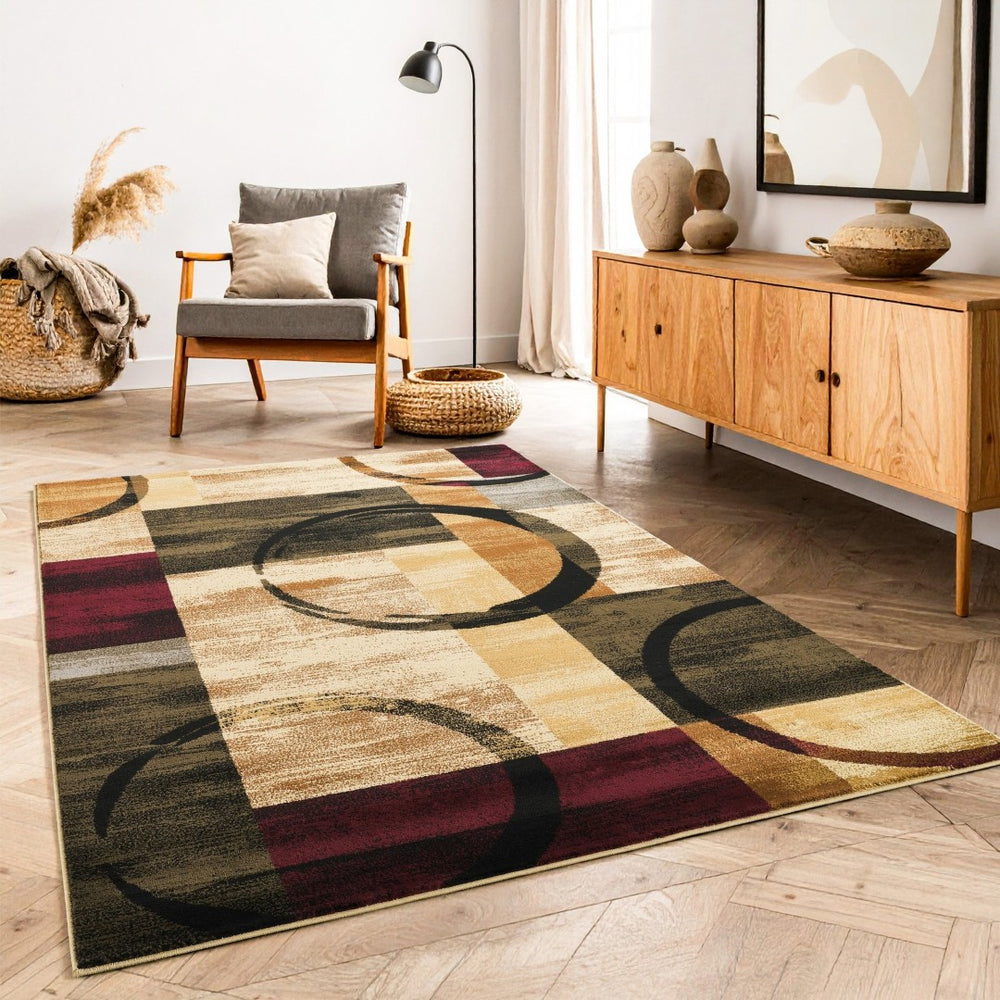 English Elm Bristol Abstract Geometric Multicolor Area Rug Low Pile Living Room Bedroom Floor B186P452307