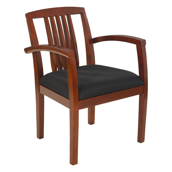 OSP Home Furnishings Wood Back Guest Chair Solid Hardwood Frame for Office Reception with Reinforced Corner Blocks Cherry KEN77LCH-3