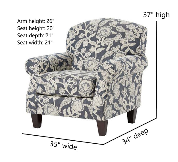 Fusion Awesome Farmhouse Indigo Accent Chair With Reversible Cushion And Stain-resistant Fabric For Durability Indigo,White Ws,100% Polypropylene 532 Sophie Indigo Accent Chair