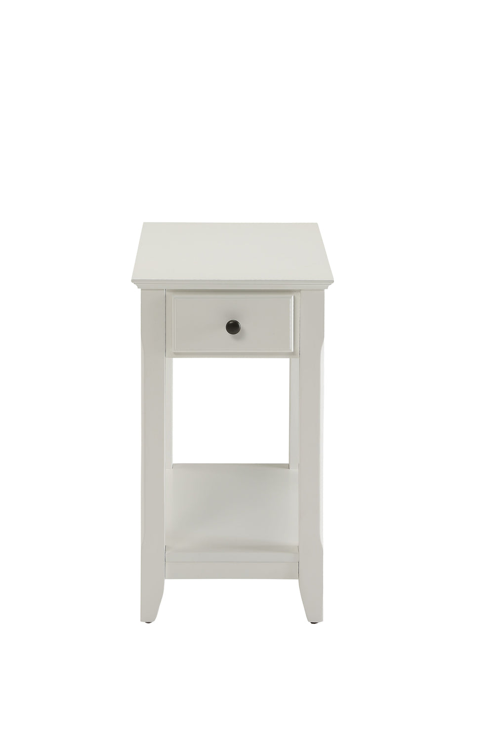 English Elm Bertie White Finish Accent Table with Drawer & Shelf, Tapered Wood Legs, Durable MDF, 40lb Top Capacity B2726P277922