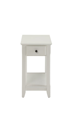 English Elm Bertie White Finish Accent Table with Drawer & Shelf, Tapered Wood Legs, Durable MDF, 40lb Top Capacity B2726P277922