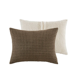 English Elm Waffle Soft Chenille Comforter Set Twin with Ivory Sherpa Reverse, Hypoallergenic Down-Alternative Fill Brown 21.26 L x 21.26 W x 15.35 H B035P294136