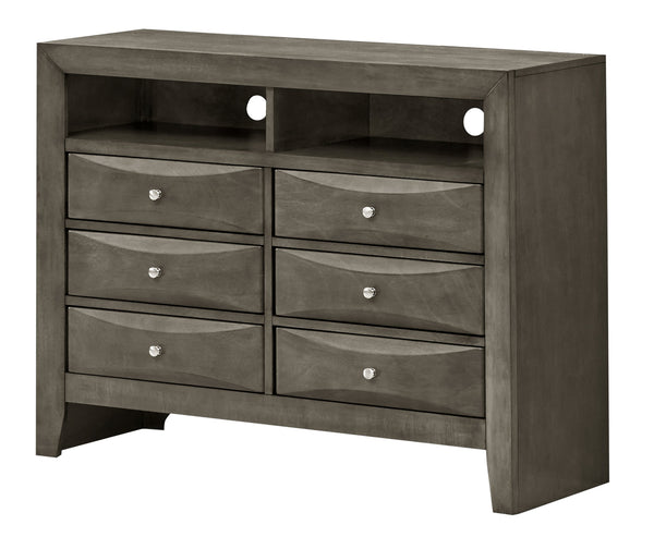 English Elm Marilla Modern G1505-TV2 Media Chest with Dovetailed Drawers, Real Wood Veneer, Fully Assembled Gray 40 L x 48 W x 19 H B078108041