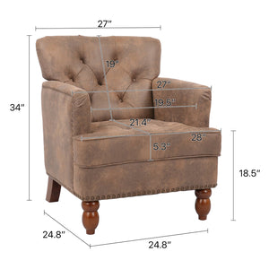 English Elm Hengming Taupe Suede Club Chair - Modern Upholstered Accent Armchair, Durable Hardwood Frame, Easy Assembly W21268688