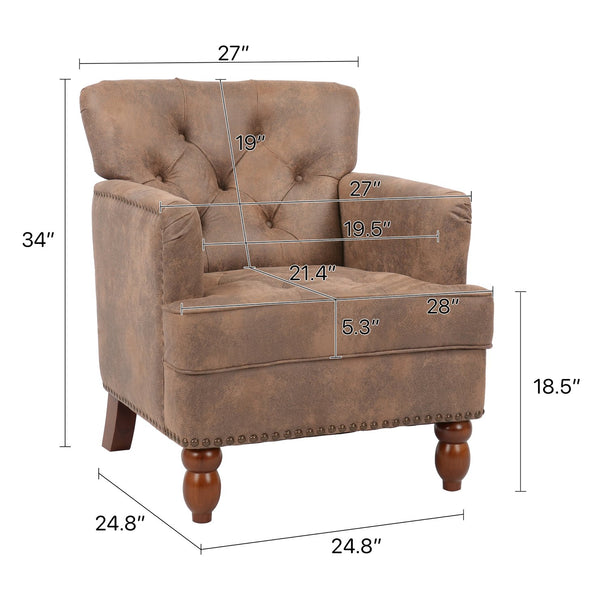 English Elm Hengming Taupe Suede Club Chair - Modern Upholstered Accent Armchair, Durable Hardwood Frame, Easy Assembly W21268688
