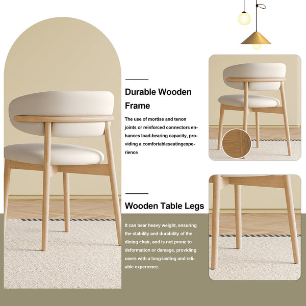 English Elm Mid-Century ash wood Dining Chair Set of 2 – Ergonomic PU seats, sturdy natural legs, easy assembly, modern flair W509P373289