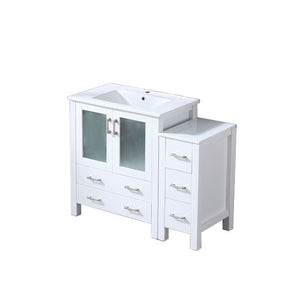 English Elm White Single Bath Vanity 42" W x 18.25" D with Side Cabinet, Soft-Close Drawers, Scratch-Resist Top B2731S00966