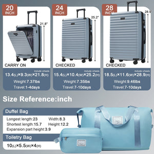 English Elm Luggage 5 Piece Abs Hardshell Travel Set with Usb Port Spinner Wheels and Tsa Lock Sky Blue N732P265290C