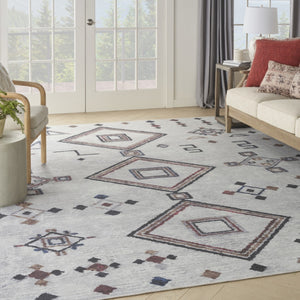 HomeRoots 9' X 12' Gray and Brown Geometric Area Rug – Washable Power Loom Design for Modern Living Spaces 533000