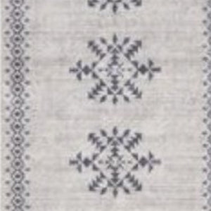 Homeroots 10' Runner Gray Geometric Power Loom Washable Runner Rug  Cotton Blend 533001