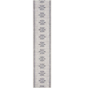 Homeroots 10' Runner Gray Geometric Power Loom Washable Runner Rug  Cotton Blend 533001