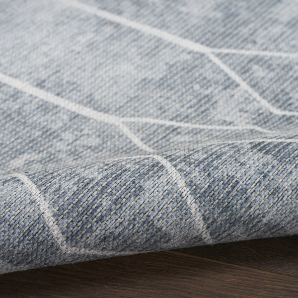 Homeroots 10' Blue And Gray Geometric Power Loom Washable Runner Rug  Cotton Blend 533002