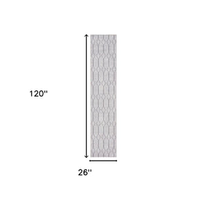 Homeroots 10' Runner Cream Geometric Power Loom Washable Runner Rug  Cotton Blend 533003