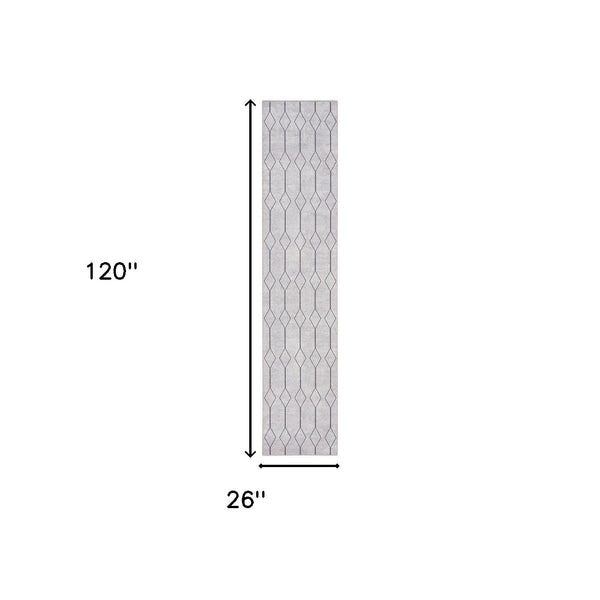 Homeroots 10' Runner Cream Geometric Power Loom Washable Runner Rug  Cotton Blend 533003