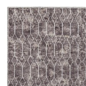 Homeroots 10' Runner Brown Geometric Power Loom Washable Runner Rug  Cotton Blend 533004