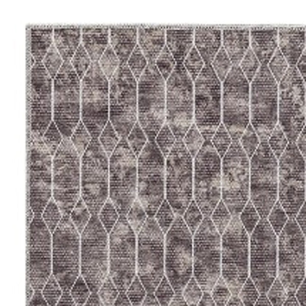 Homeroots 10' Runner Brown Geometric Power Loom Washable Runner Rug  Cotton Blend 533004