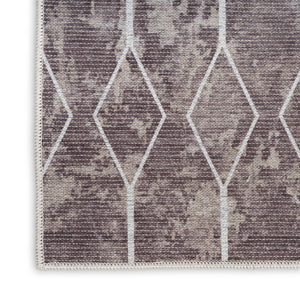 Homeroots 10' Runner Brown Geometric Power Loom Washable Runner Rug  Cotton Blend 533004