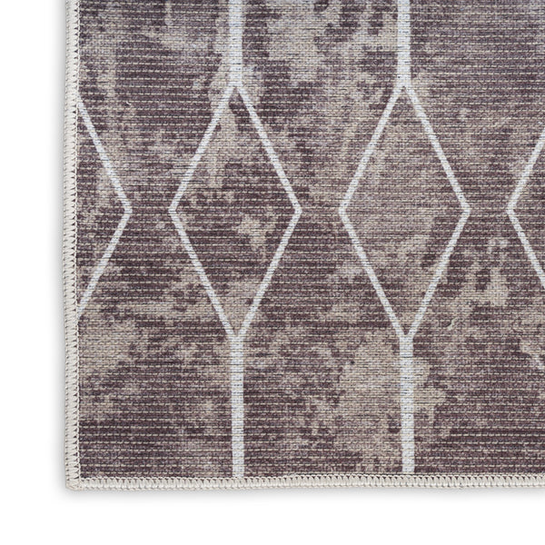 Homeroots 10' Runner Brown Geometric Power Loom Washable Runner Rug  Cotton Blend 533004