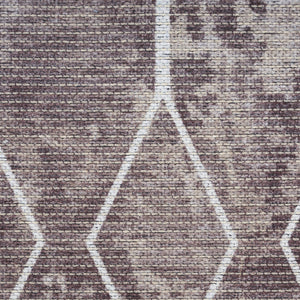 Homeroots 10' Runner Brown Geometric Power Loom Washable Runner Rug  Cotton Blend 533004