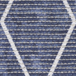 Homeroots 10' Runner Blue Geometric Power Loom Washable Runner Rug  Cotton Blend 533005