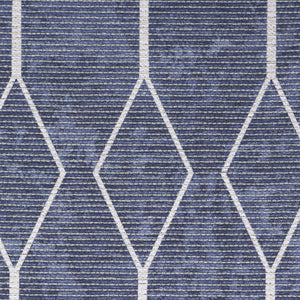 Homeroots 10' Runner Blue Geometric Power Loom Washable Runner Rug  Cotton Blend 533005
