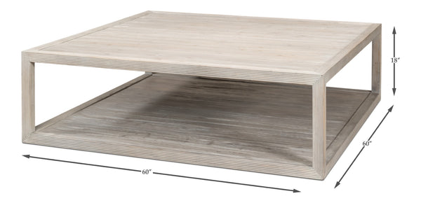 Sarreid Camden Bungalow Cocktail Table - Stylish Grey Thorne Pine Finish For Modern Living Room Decor Grey  53300