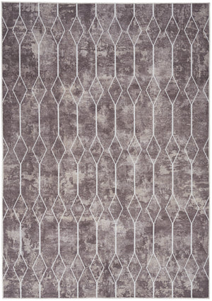 Homeroots 5' X 7' Brown And Ivory Geometric Power Loom Washable Area Rug  Cotton Blend 533010