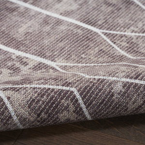 Homeroots 5' X 7' Brown And Ivory Geometric Power Loom Washable Area Rug  Cotton Blend 533010