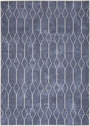 Homeroots 5' X 7' Blue And Ivory Geometric Power Loom Washable Area Rug  Cotton Blend 533011