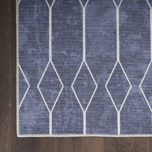HomeRoots 5' Blue and Ivory Geometric Area Rug - Modern Power Loomed Design, Durable & Easy Care for Your Home 5' X 8' 533011