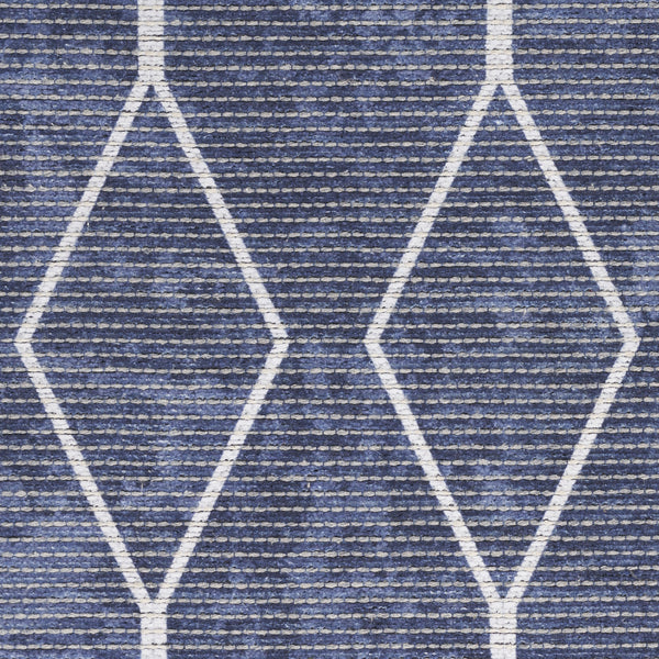 Homeroots 5' X 7' Blue And Ivory Geometric Power Loom Washable Area Rug  Cotton Blend 533011