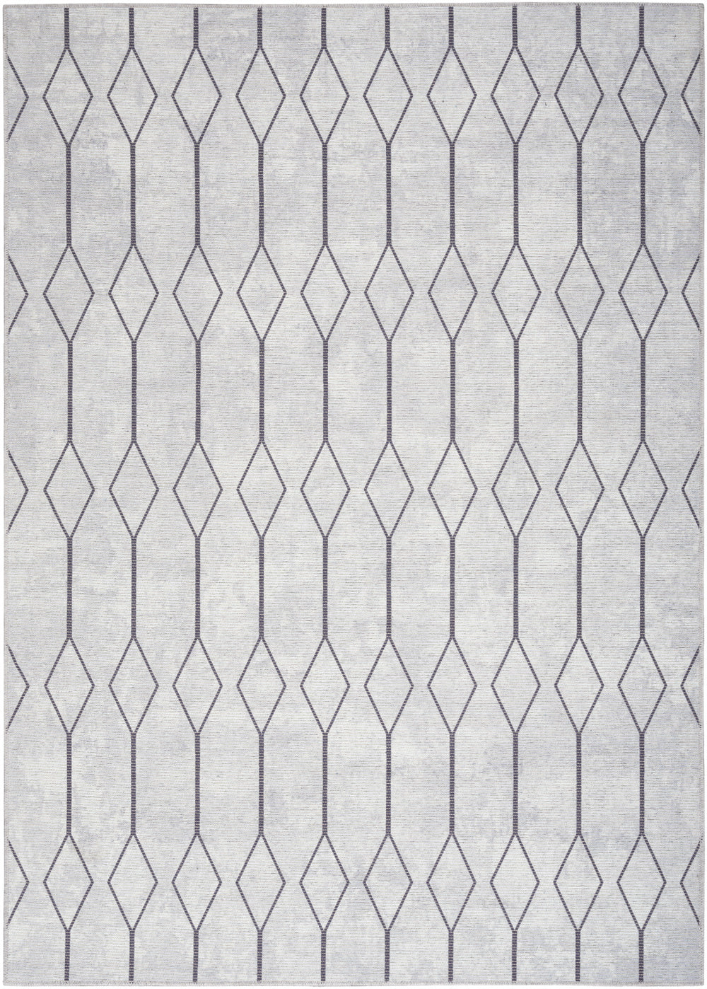 Homeroots 6' X 9' Gray And Ivory Geometric Power Loom Distressed Washable Area Rug  Cotton Blend 533017