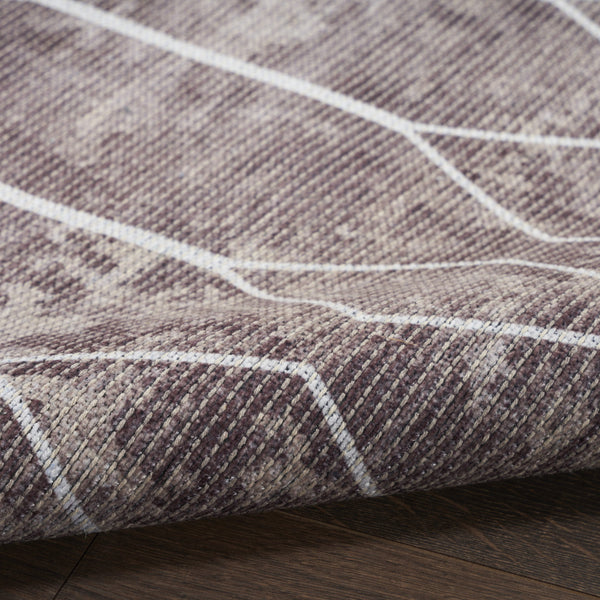 Homeroots 6' X 9' Brown And Ivory Geometric Power Loom Washable Area Rug  Cotton Blend 533019