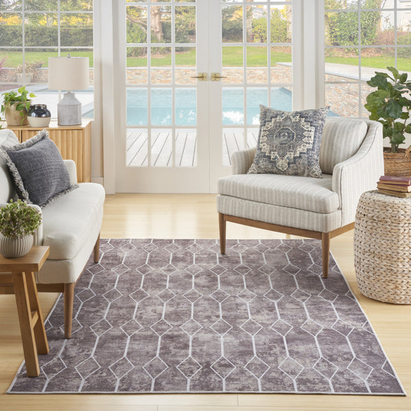Homeroots 6' X 9' Brown And Ivory Geometric Power Loom Washable Area Rug  Cotton Blend 533019