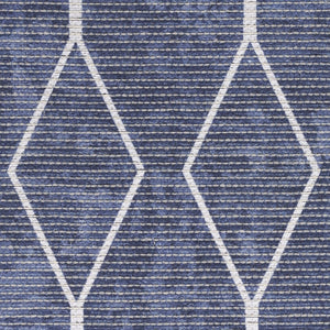 HomeRoots 5' Blue and Ivory Geometric Area Rug - Modern Power Loomed Design, Durable & Easy Care for Your Home 6' X 9' 533021