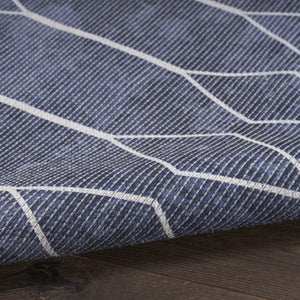HomeRoots 5' Blue and Ivory Geometric Area Rug - Modern Power Loomed Design, Durable & Easy Care for Your Home 6' X 9' 533021