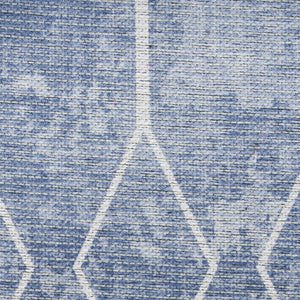Homeroots 6' X 9' Blue And Off White Geometric Power Loom Washable Area Rug  Cotton Blend 533023