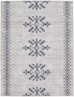 Homeroots 8' X 10' Gray And Ivory Geometric Power Loom Washable Area Rug  Cotton Blend 533037