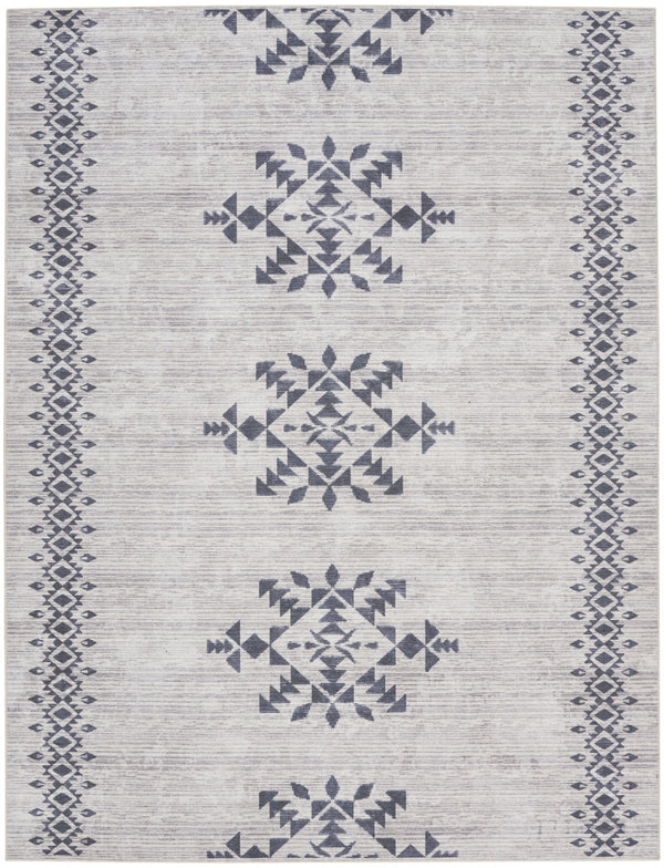 Homeroots 8' X 10' Gray And Ivory Geometric Power Loom Washable Area Rug  Cotton Blend 533037